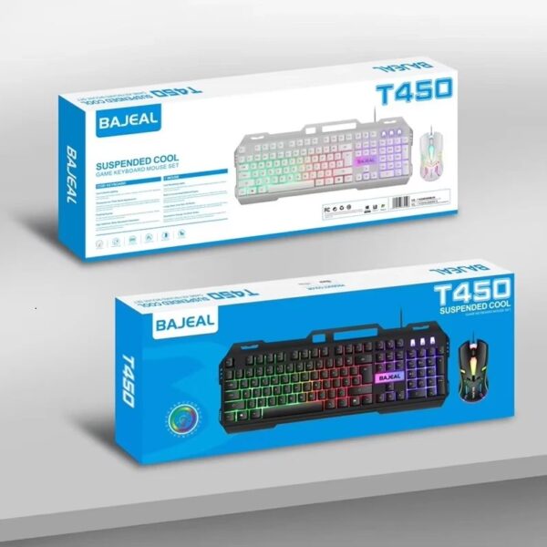 Kit Gaming Cablato Tastiera e Mouse USB RGB + Adesivi Layout Italiano | Set Gamer PC